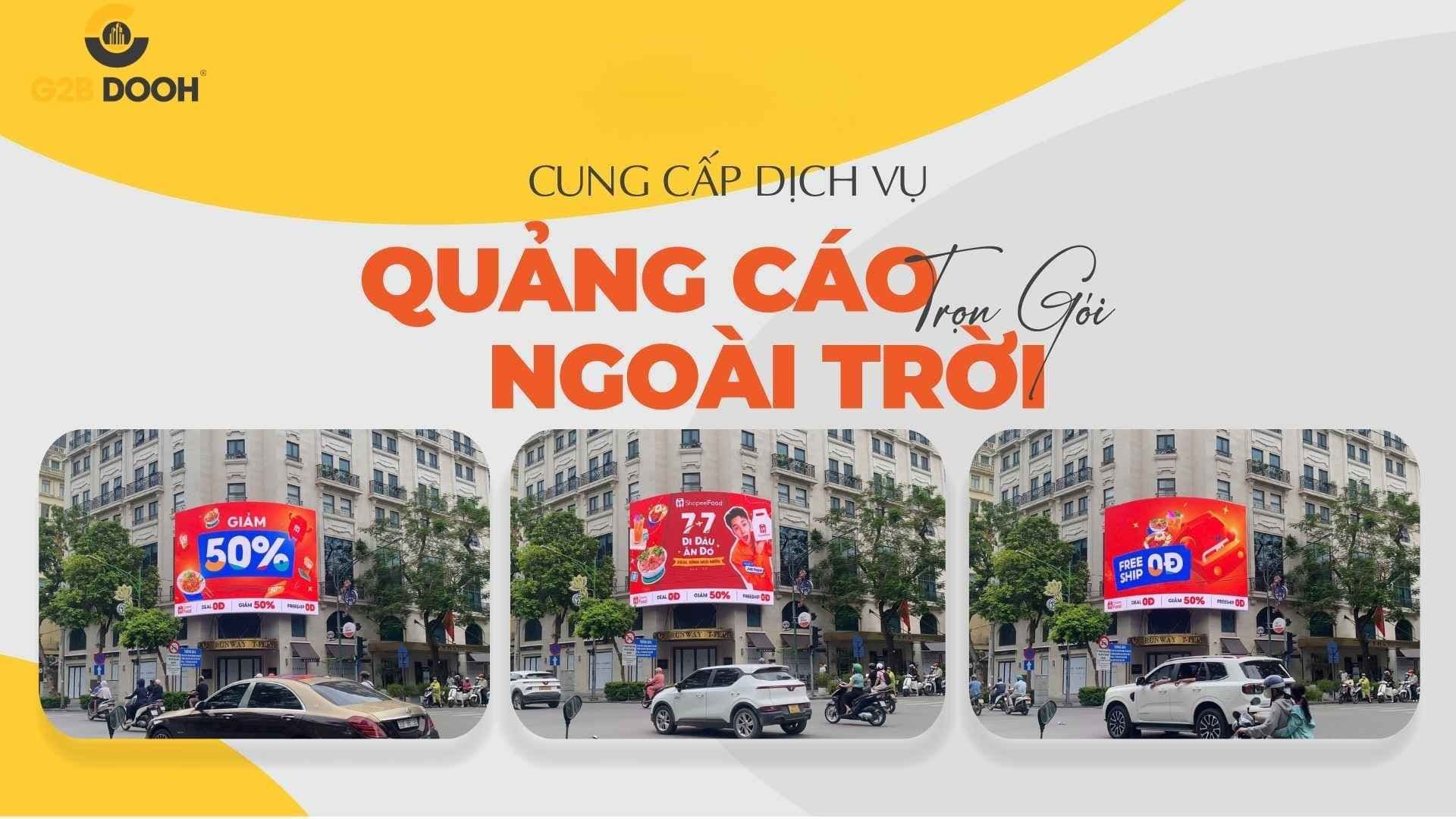 Bảng LED hiển thị ShopeeFood Giảm 50% và ShopeeFood Freeship 0Đ.